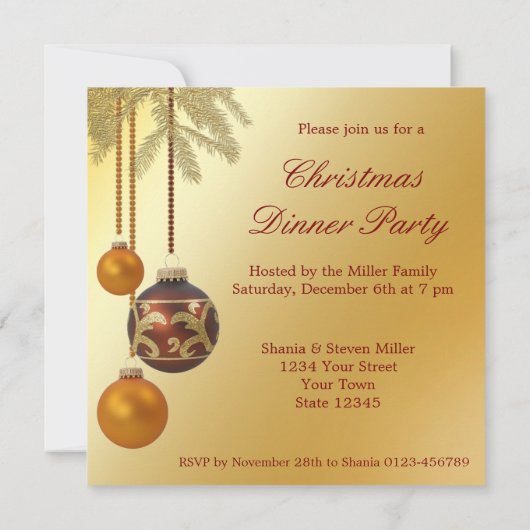 Invitation Noël d'or élégant (Dos)