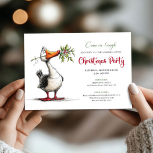 Invitation Noël Drôle d'Oie Dessin Animé Fête Enjouée