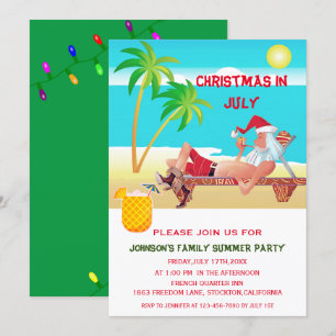 Invitation Noël drôle en juillet Fête d'été ou de plage
