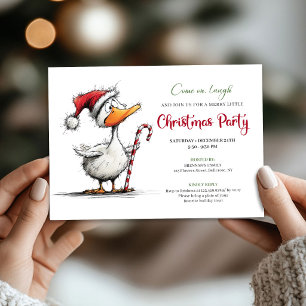 Invitation Noël Drôle Excentrique Oie Fantaisiste Fête