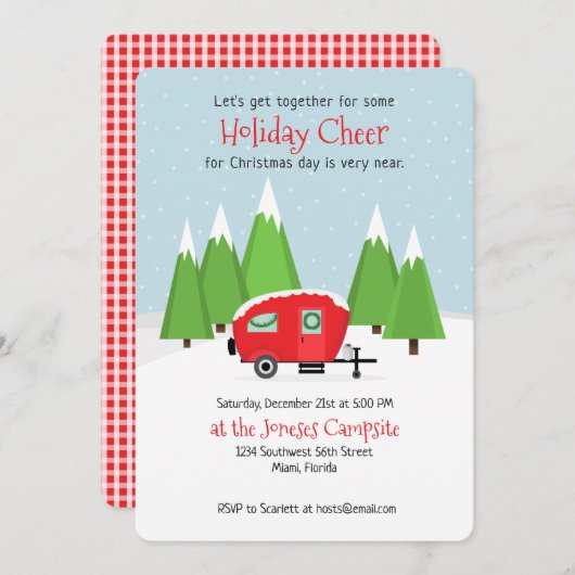 Invitation Noël du Camper Retro (Devant / Derrière)
