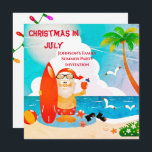 Invitation Noël du Père Noël en juillet Fête d'été<br><div class="desc">Noël du Père Noël mignon En juillet Fête d'été L'invitation présente la scène de la plage tropicale, le Père Noël mignon, et le texte de l'invitation modèle.Un design parfait pour la fête d'été, 4 juillet fête, fête de réunion familiale, fête du barbecue ou pour la fête de plage.Cliquez sur le...</div>