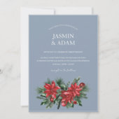 Invitation Noël Dusty Blue Winter Mariage (Devant)