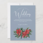 Invitation Noël Dusty Blue Winter Mariage (Devant)