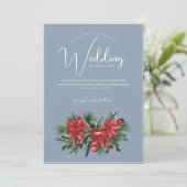 Invitation Noël Dusty Blue Winter Mariage (Debout devant)