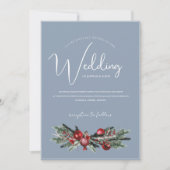 Invitation Noël Dusty Blue Winter Mariage (Devant)
