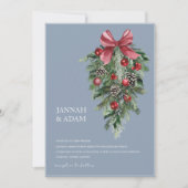 Invitation Noël Dusty Blue Winter Mariage (Devant)