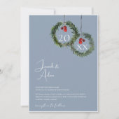 Invitation Noël Dusty Blue Winter Mariage (Devant)