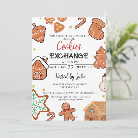 Invitation Noël Échange de biscuits fête de Noël (Debout devant)