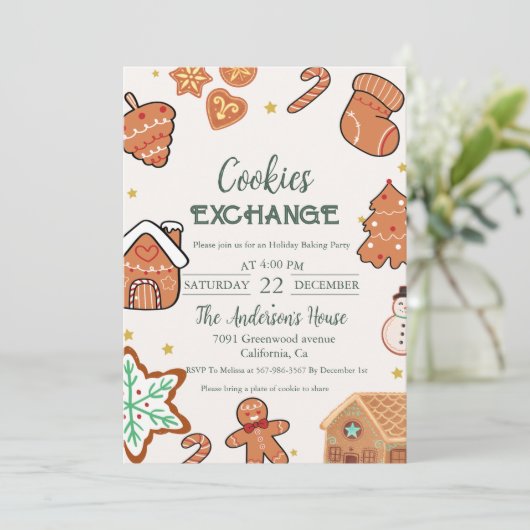 Invitation Noël Échange de biscuits fête de Noël (Debout devant)