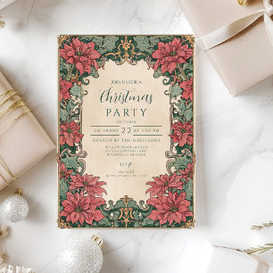 Invitation Noël élégant au poinsettia
