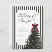 Invitation Noël élégant et festif avec un nœud vert pour le d (Devant)