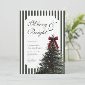 Invitation Noël élégant et festif avec un nœud vert pour le d (Debout devant)