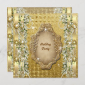 Invitation Noël élégant "fête de fin d'année" doré personnali (Devant / Derrière)