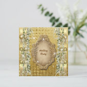 Invitation Noël élégant "fête de fin d'année" doré personnali (Debout devant)