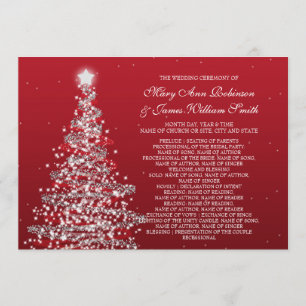 Invitation Noël élégant Mariage Rouge Argent