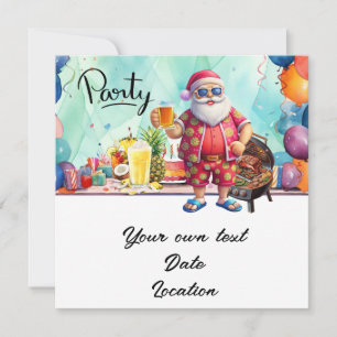 Invitation Noël en juillet avec Père Noël à la plage