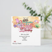 Invitation Noël en juillet avec PÈRE NOËL flamingo (Debout devant)