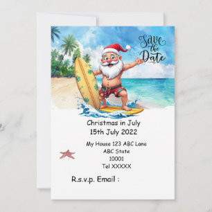 Invitation Noël en juillet avec PÈRE NOËL Sauvegardez la date