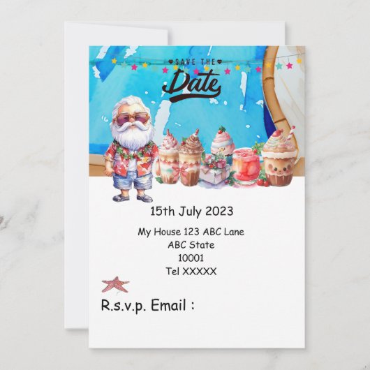 Invitation Noël en juillet avec SANTA CLAUS Enregistrer la da (Devant)