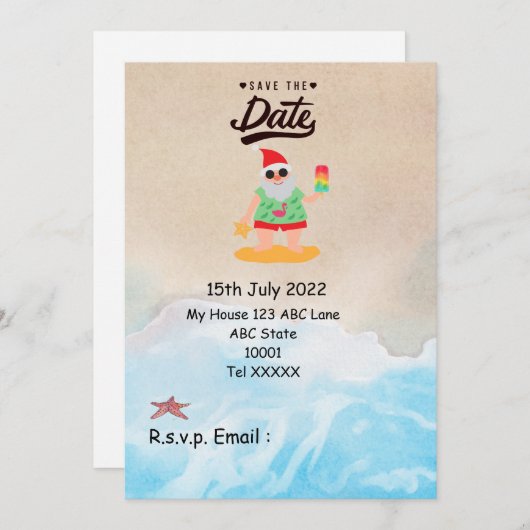 Invitation Noël en juillet avec SANTA CLAUS Enregistrer la da (Devant / Derrière)