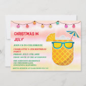 Invitation Noël En Juillet Fête D'Anniversaire  (Devant)