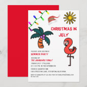 Invitation Noël en juillet Fête d'été Flamant rose (Devant / Derrière)
