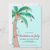 Invitation Noël En Juillet Fête Palm Tree (Devant)