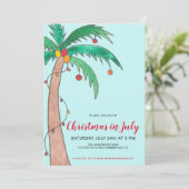 Invitation Noël En Juillet Fête Palm Tree (Debout devant)