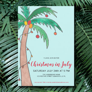 Invitation Noël En Juillet Fête Palm Tree