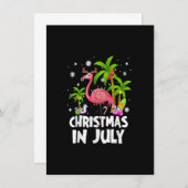 Invitation Noël En Juillet Flamant rose Plage Palm Tree Été (Devant / Derrière)