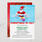 Invitation Noël En Juillet Piscine D'Été (Devant / Derrière)