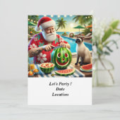 Invitation Noël en juillet Pool Party avec le Père Noël (Debout devant)