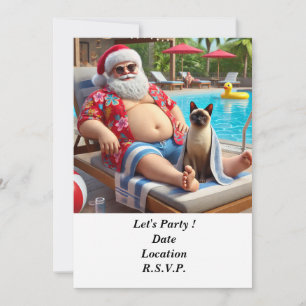 Invitation Noël en juillet Pool Party avec le Père Noël
