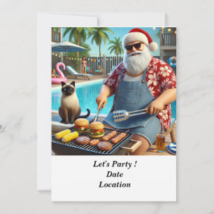 Invitation Noël en juillet Pool Party avec le Père Noël