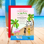 Invitation Noël en juillet Tropical Beach Party<br><div class="desc">Célébrez Noël en juillet dans le style tropical avec cette scène de plage colorée "BIENVENUE" à votre design de fête. Cette foule est vraiment une bande d'animaux ! Conception composite par Holiday Hearts Designs.</div>