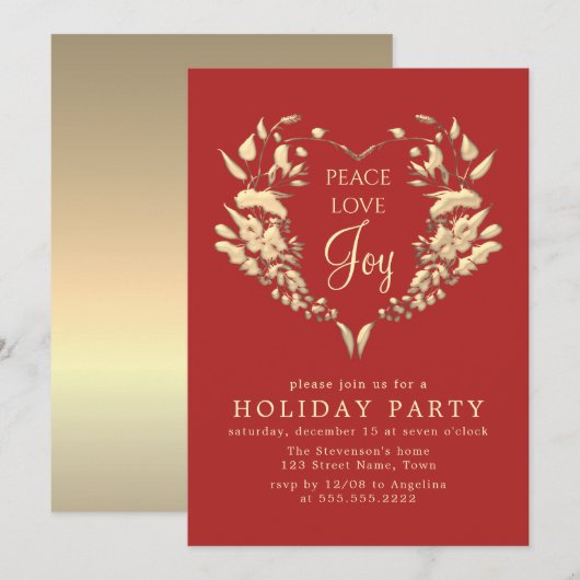 Invitation Noël en or élégant (Devant / Derrière)