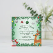 Invitation Noël Enfants Reindeer Vacances vertes (Debout devant)