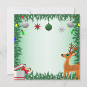 Invitation Noël Enfants Reindeer Vacances vertes (Dos)