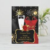 Invitation Noël Entreprise Noir Cravate Dîner Partie Rouge (Debout devant)