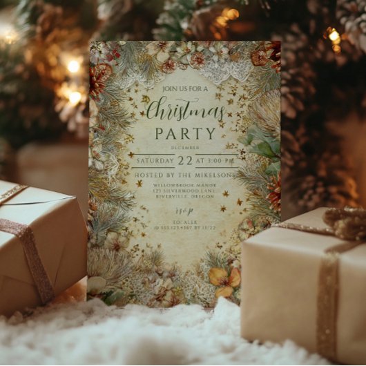 Invitation Noël Épine Dorée Verdure