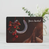 Invitation Noël équestre pendre en fer à cheval Photo (Debout devant)