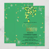 Invitation Noël et gui vert, flocons de neige diamants (Devant / Derrière)