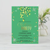 Invitation Noël et Mistletoe vert, diamants de flocon de neig (Debout devant)