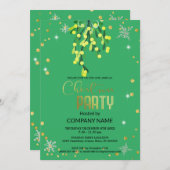 Invitation Noël et Mistletoe vert, diamants de flocon de neig (Devant / Derrière)