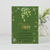 Invitation Noël et Mistletoe vert, diamants de flocon de neig (Debout devant)