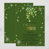 Invitation Noël et Mistletoe vert, diamants de flocon de neig (Devant / Derrière)