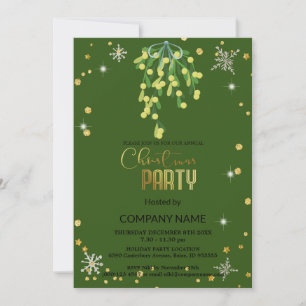 Invitation Noël et Mistletoe vert, diamants de flocon de neig