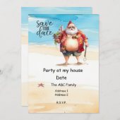 Invitation Noël Été Père Noël En Juillet (Devant / Derrière)