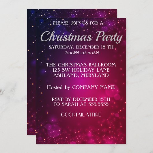 Invitation Noël Extraordinaire Purple Shine (Devant / Derrière)